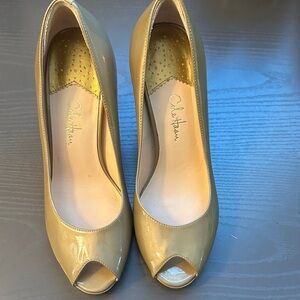 Cole Haan (Nike Air collab) Women's Gold Peep Toe Heels